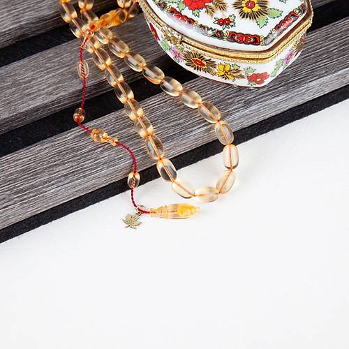 Ate Kehribar Beyzi Kesim 7x10mm Tesbih - effaf Uuk Sar