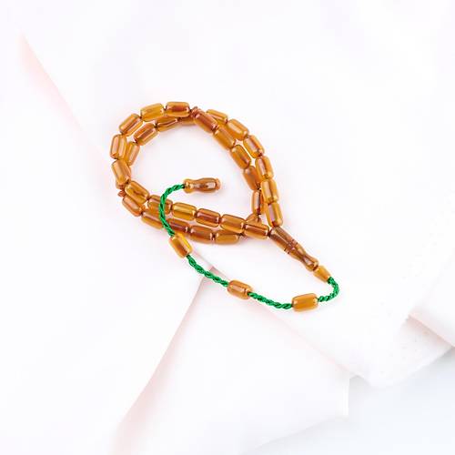 Osmanl� S�kma Kehribar Dikey Hareli Kaps�l Kesim 7x11mm Tesbih - Bal K�p���