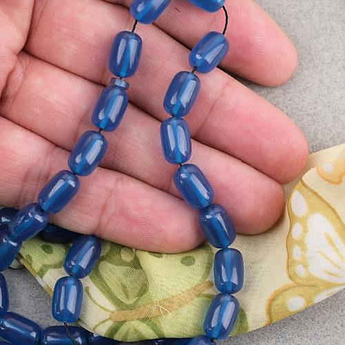 S�kma Kehribar Kaps�l Kesim 7x11mm Tesbih P�sk�ls�z Mavi