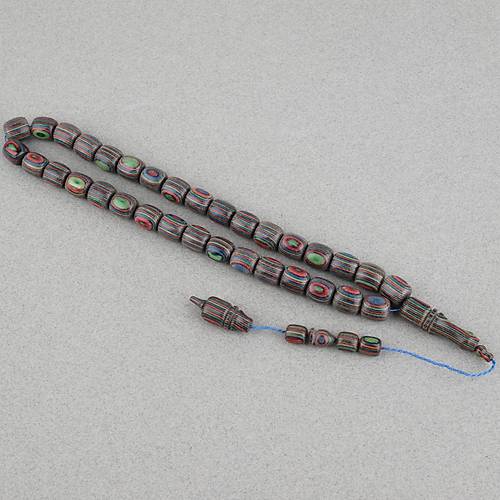 Kafur A�ac� Kaps�l Kesim 11x12mm Tesbih - Ye�il K�rm�z�