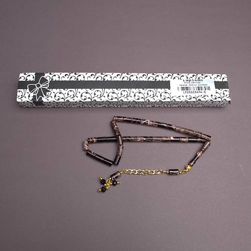 S�kma Kehribar Kesme Kesim Alt�n Renk P�sk�ll� 6x10mm Tesbih