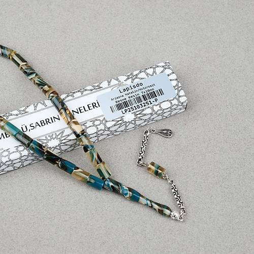 Arizona Katalin Alpaka P�sk�l Kesme Kesim 7x10mm Tesbih- Mavi Sar�
