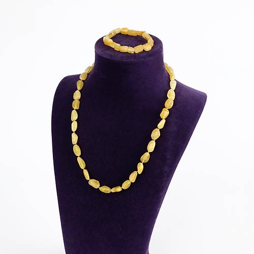 Rus Damla Kehribar Kolye(16.2�gr/52.5�cm) ve  Bileklik Seti (5.8�gr)