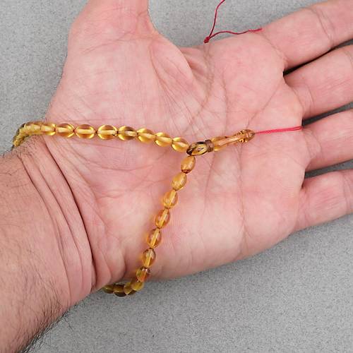 S�kma Kehribar Beyzi Kesim Bilek Boy 5x8mm Tesbih P�sk�ls�z Sar� K�rm�z�