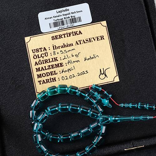 Alman Katalin Usta i Kapsl Kesim 8x9.5mm Tesbih -Turkuaz