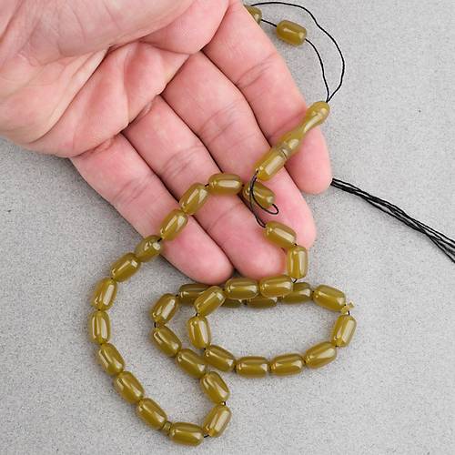 S�kma Kehribar Kaps�l Kesim 7x11mm Tesbih P�sk�ls�z Ya� Ye�ili