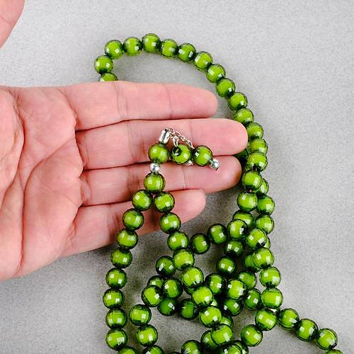 Monomer 99luk K�re Kesim 9mm Namaz Tesbihi  Ye�il