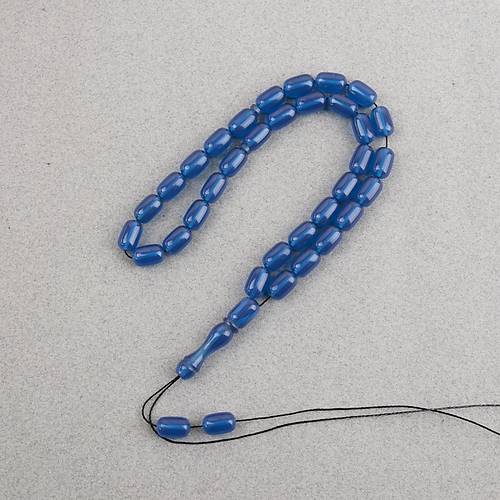 S�kma Kehribar Kaps�l Kesim 7x11mm Tesbih P�sk�ls�z Mavi