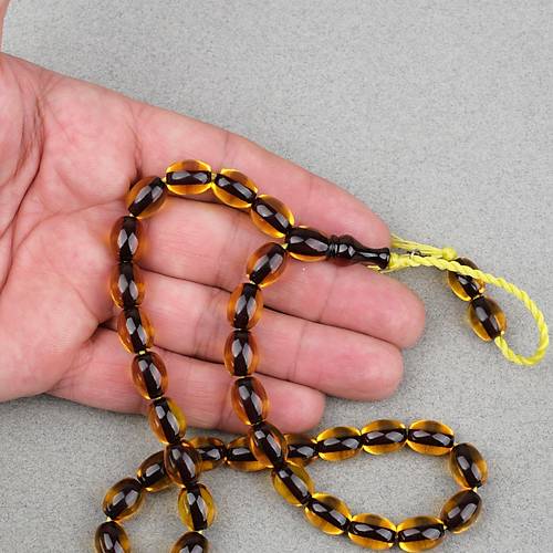 Omari Ate� Kehribar Beyzi Kesim Oturtma �mameli Sistemli 8.5x11mm Tesbih