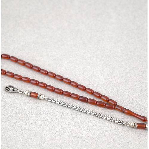 S�kma Kehribar Bilek Boy Kaps�l Kesim 4x7mm Sallama Tesbih K�rm�z�