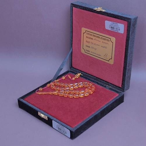 �brahim Atasever Usta ��i �mzal� Alman Katalin Kaps�l Kesim 9x12mm Tesbih - �effaf Sar�