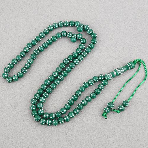 Hac Umre Hediyelik Ta�l� 99luk 7mm Tesbih - Ye�il