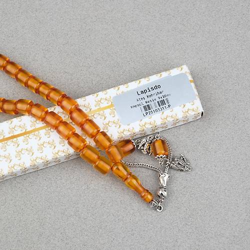 Ate� Kehribar Alpaka P�sk�ll� Kaps�l Kesim 9x10mm Tesbih - Tar��n