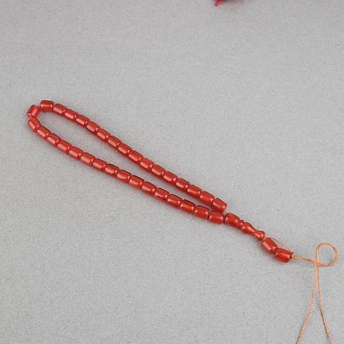 S�kma Kehribar Kaps�l Kesim 9x11mm Tesbih - A��k Kestane P�sk�ls�z