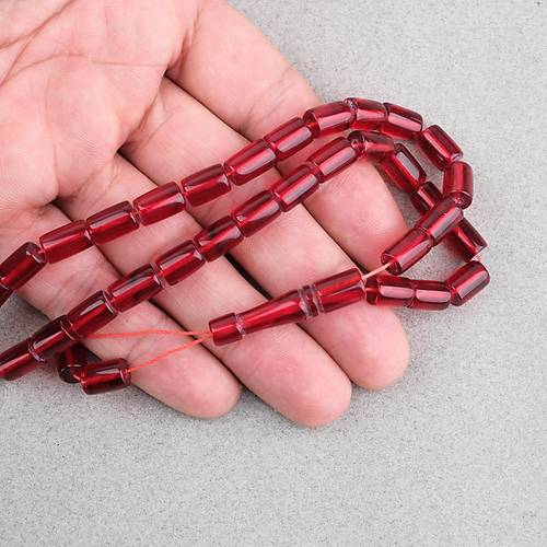 U�ak Cam� Kesme Kesim 7x10mm Tesbih P�sk�ls�z �effaf Koyu K�rm�z�