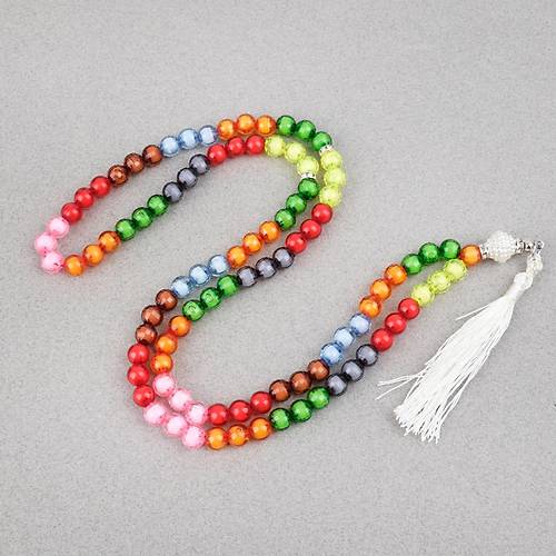 Monomer 99luk �ok Renkli K�re Kesim 7.5mm Namaz Tesbihi -Bonibon