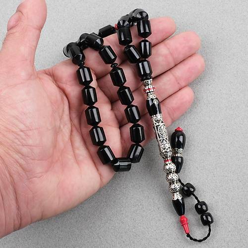 Erzurum Oltu 925Ayar Gm Nakka mame Ulu Kapsl Kesim 9x12mm Tesbih