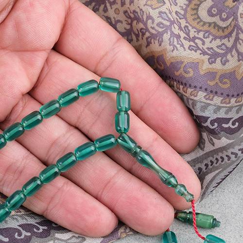 S�kma Kehribar Kaps�l Kesim Sistemli Bilek Boy 5x8mm Tesbih Ye�il