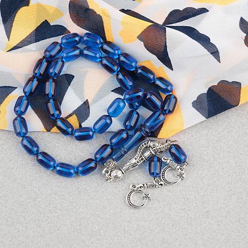 S�kma Kehribar Kaps�l Kesim Alpaka P�sk�ll� 7x11mm Tesbih