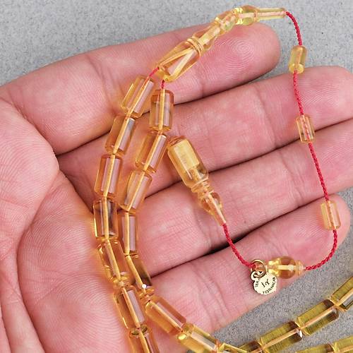 Ate� Kehribar Eski Oyun Zar Obje Patinli Bilek Boy Beyzi Kesim 5.5x10mm Tesbih