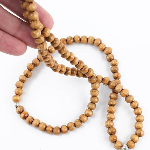Meram Kavak 99luk Kre Kesim 7.5mm Namaz Tesbihi-Ak Kahverengi