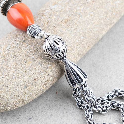Skma Kehribar zel Gm Nak leme mame 925Ayar Gm Pskl Beyzi Kesim 14x17mm Tesbih