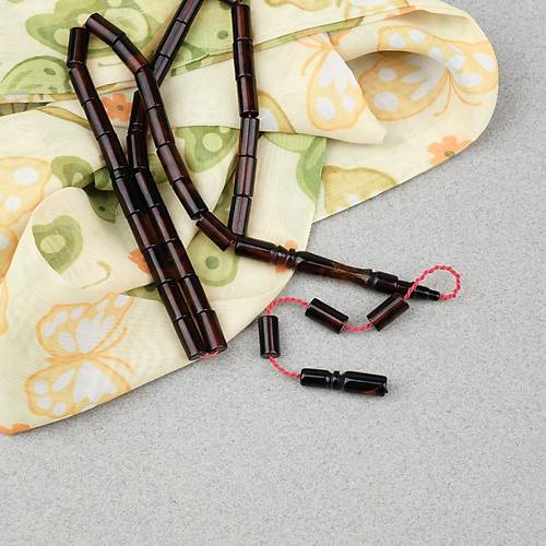 S�kma Kehribar Sistemli Kesme Kesim 5x10mm Tesbih- �effaf Siyah Yans�mal�