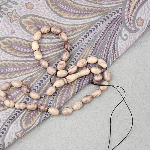 S�kma Kehribar Beyzi Kesim 7x11mm Tesbih- Kahverengi