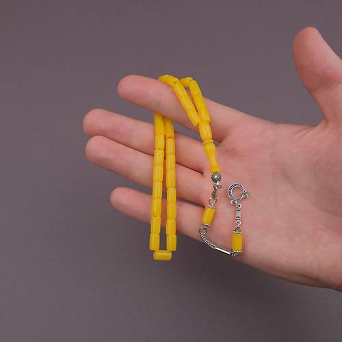 U�ak Cam� Kesme Kesim 6x10mm Tesbih Alpaka P�sk�ll� Koyu Sar�