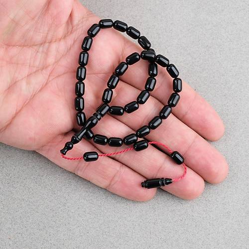 S�kma Kehribar Kaps�l Kesim Sistemli Bilek Boy 5x8mm Tesbih Siyah