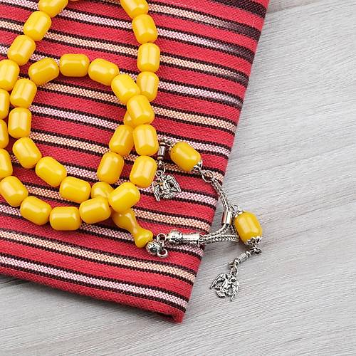 Katalin �ubuk Alpaka P�sk�ll� Kaps�l Kesim 9x12.5mm Tesbih - Hardal Sar�