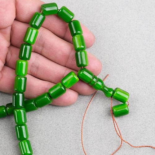 Katalin �ubuk Kaps�l Kesim 9x13mm Tesbih - Ye�il P�sk�ls�z