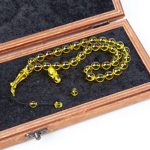 Eski Avusturya Oyun Zar Obje Ate Kehribar Srck Model Bilek Boy 8x9mm Tesbih - effaf Sar