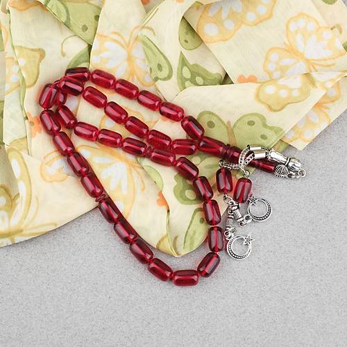 S�kma Kehribar Kaps�l Kesim Alpaka P�sk�ll� 7x11mm Tesbih