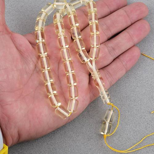 Su Damlas� Damla Kehribar Kaps�l Kesim 8x11mm Tesbih - P�sk�ls�z