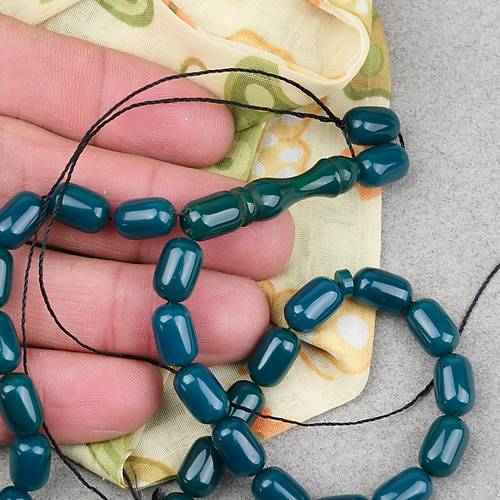 S�kma Kehribar Kaps�l Kesim 7x11mm Tesbih P�sk�ls�z- Ye�il