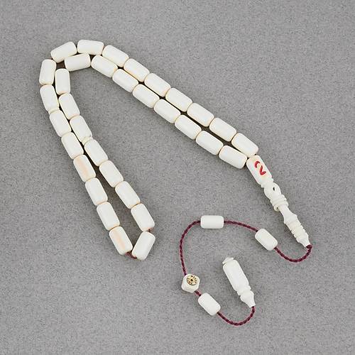 Kadim Katalin Eski Obje Mahjong Ta�� Usta ��i �mzal� Kaps�l Kesim 6x11mm Tesbih-Beyaz