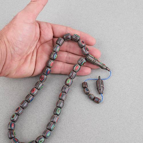 Kafur A�ac� Kaps�l Kesim 11x12mm Tesbih - Ye�il K�rm�z�