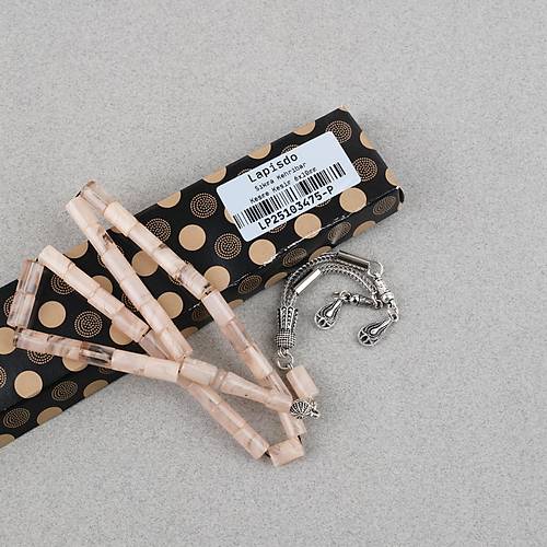 S�kma Kehribar Kesme Kesim Alpaka P�sk�ll� 6x10mm Tesbih