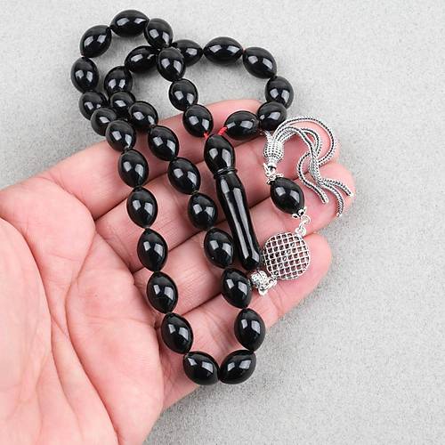 Erzurum Oltu 925Ayar Gm Pskl Beyzi Kesim 9x12mm Tesbih