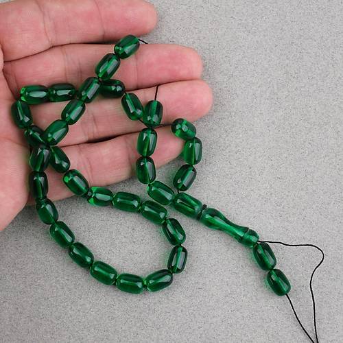 Ate� Kehribar Kaps�l Kesim 7x11mm Tesbih P�sk�ls�z Ye�il