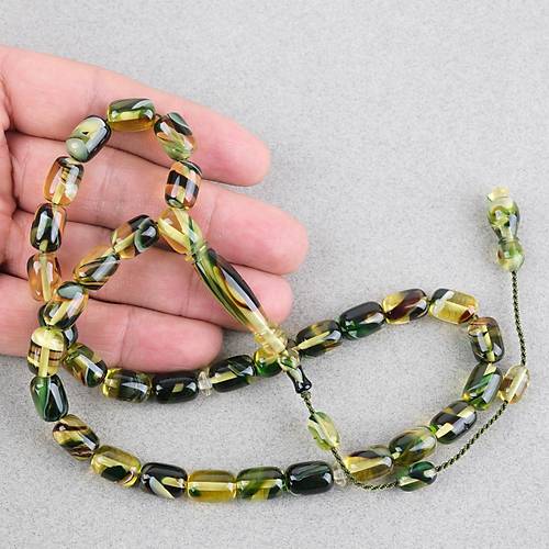 Arizona Katalin Sistemli Kaps�l Kesim 8x12mm Tesbih - Ye�il Siyah