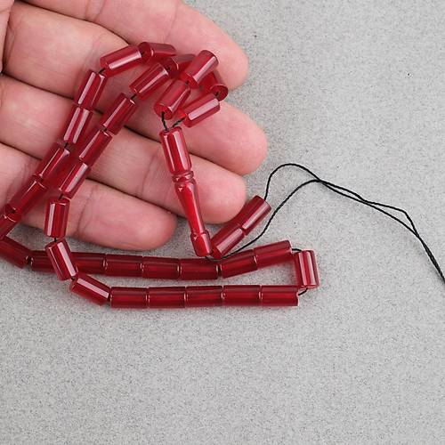 S�kma Kehribar Kesme Kesim 6x10mm Tesbih P�sk�ls�z K�rm�z�