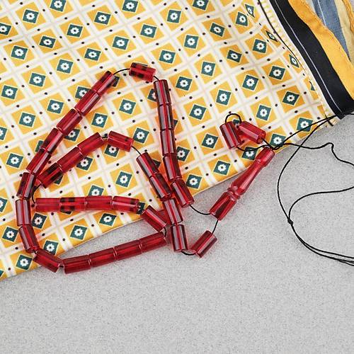 Ate� Kehribar Kesme Kesim 6x10mm Tesbih P�sk�ls�z K�rm�z�