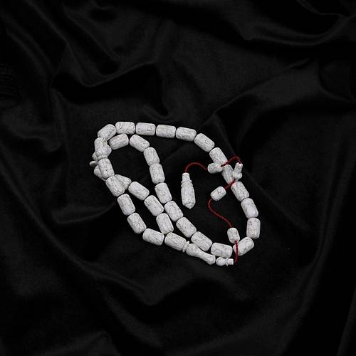 Galalit Kapsl Kesim 7.5x12mm Tesbih - Beyaz Damarl