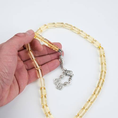 Su Damlas Damla Kehribar Alpaka Pskl Kesme Kesim 9x15mm Tesbih