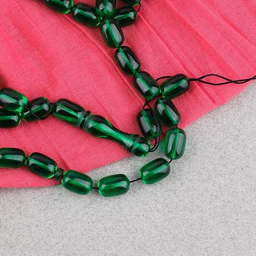 Ate� Kehribar Kaps�l Kesim 7x11mm Tesbih P�sk�ls�z Ye�il