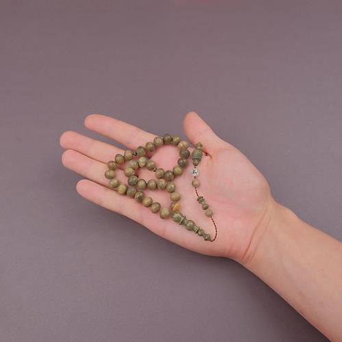 Ye�il Pelesenk Usta ��i �mzal� �algami Kesim 9x10mm Tesbih