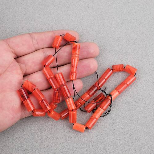 S�kma Kehribar Hareli Kesme Kesim 7x11mm Tesbih -Hareli Nar �i�e�i