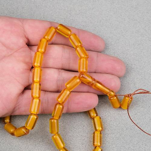 Ate� Kehribar Kaps�l Kesim 7x11mm- �effaf Sar� P�sk�ls�z